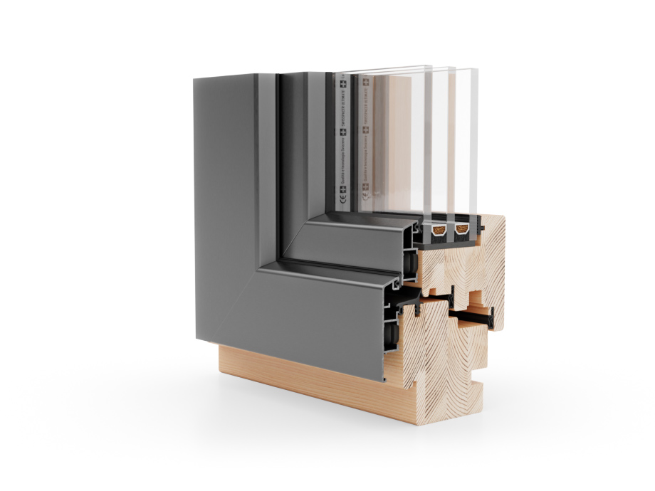 Holzfenster Naturo 80 ALU, mit Unterschnitt