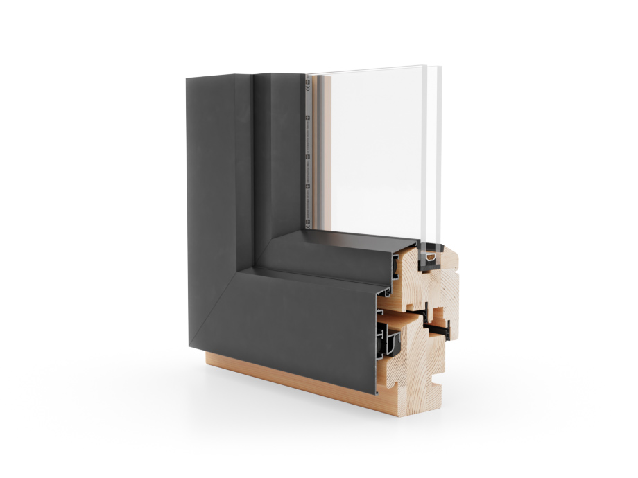 Holzfenster Nuro 68 Alu, mit Unterschnitt